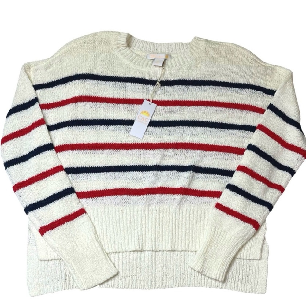 C&C California red white blue stripe sweater